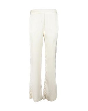 MEMÈ Firenze 1953 Straight-Leg Flared Hem Polyester Pants - White