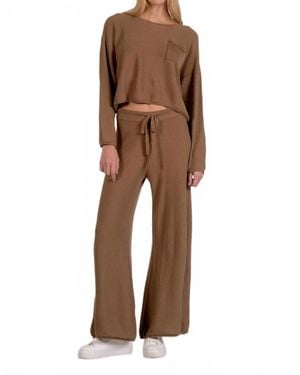 Elan Drawstring Wide Leg Pants - Brown
