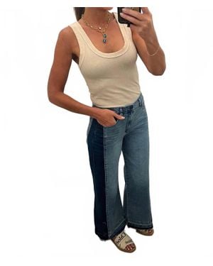 Tractr Two Toned Wide Leg Jeans - Blue