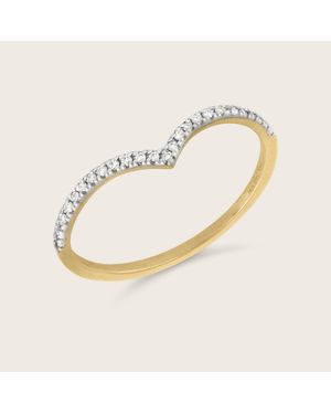 Pajure 14K Pavé Lab Grown Diamond Wishbone Stacking Ring - Metallic
