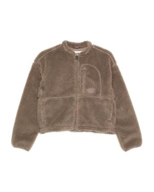 The North Face Cropped Teddy Fleece Sweater - Brown
