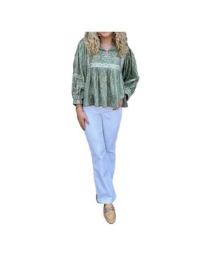 Tolani Tila Willow Long Sleeves Top - Green
