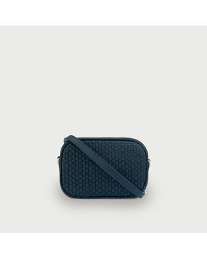 Apatchy London The Penelope Woven Leather Camera Bag - Blue