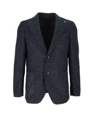 BRERAS Milano Giacca Uomo Herringbone Tailored Blazer - Blue