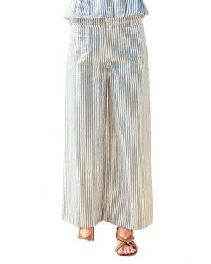 Miou Muse Stripe Strech Fabric Pocket Front Pants - Gray