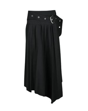 Off-White c/o Virgil Abloh Asymmetric Pleated Skirt With Wide Waistband And Snap Closure - Black