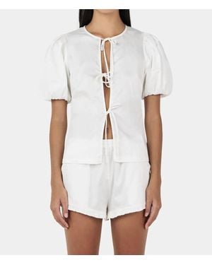 Ownley Marielle Tie-Front Blouse - White