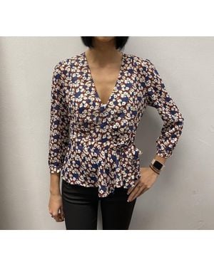 The Korner Floral Wrap Top - Black