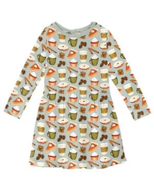 KICKEE Girl's Long Sleeve Twirl Dress With Pockets - Multicolor