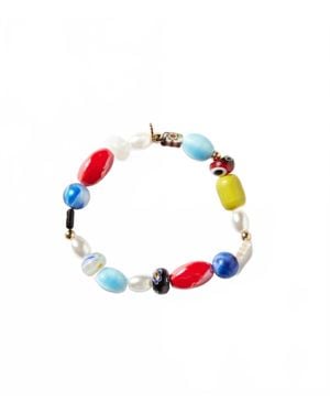 Marlyn Schiff Mixed Bead Stretch Bracelet - White
