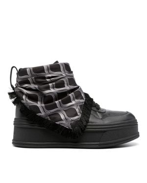 Liu Jo Selma 02 Leather Fringed Scarf Boots - Black