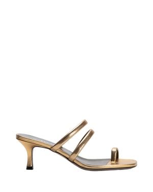 MARIA LUCA Metalllic Flip-Flop Sandals With Textured Straps - Metallic
