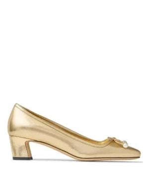 Jimmy Choo Elme 45 Latte Nappa Leather Pumps - Natural
