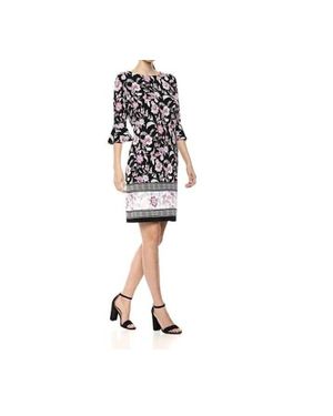 Nine West Ity Ruffle Sleeve Above Knee Dress - Black
