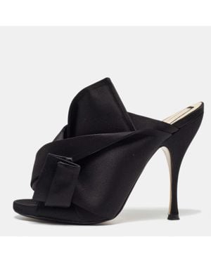 N°21 N21 Satin Raso Knot Open Toe Mules - Blue