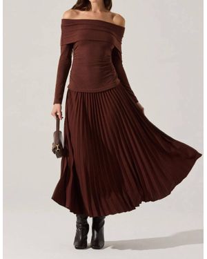 Astr Tanaia Pleated Dress - Brown