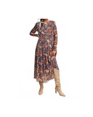 Listicle Asymmetrical Cinched Floral Maxi Dress - Blue