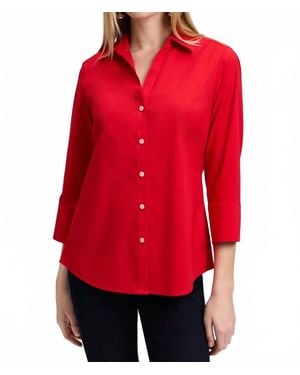 Foxcroft Mary Solid Stretch Shirt - Red