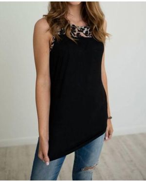Shirley Stone Leopard Sleeveless Tank Top - Black