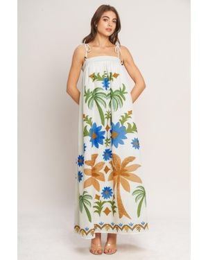 TRUEDAMES Tropic Arte Flow Woven Maxi Dress - Blue