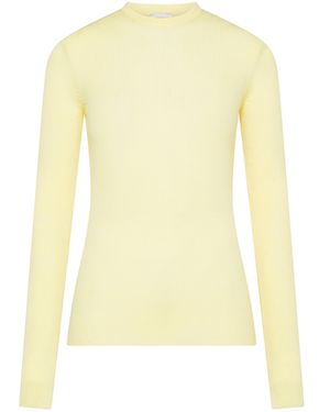 Cruna Ribbed Knit Top With Round Neckline And Fitted Silhouette - Yellow