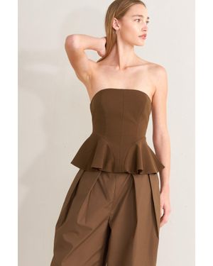 TRUEDAMES Effortless Elegance Woven Tube Top - Natural