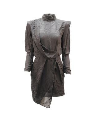 Dundas Montana Draped Satin-Jacquard Mini Dress - Gray