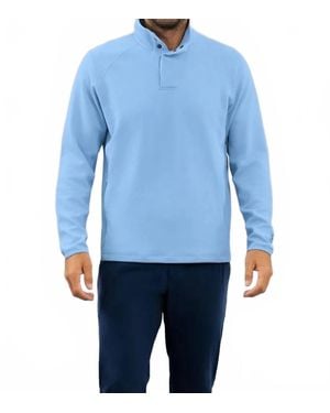 IBKUL Waffle Knit 1/4 Snap Pullover Sweatshirt - Blue