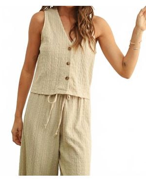 Miou Muse Textured Waistcoat Top - Natural