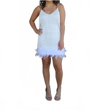 Rosa Clothing Feather Fringe Bottom Dress - Blue