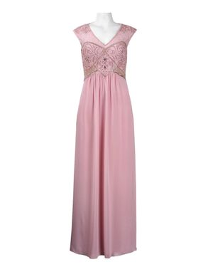 Sue Wong Cap Sleeve Embellished A-Line Dress - Pink