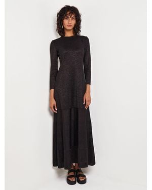 Misook Shimmer Knit Maxi Dress - Black