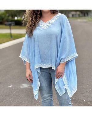 Coco + Carmen Amaryllis Poncho Top - Blue