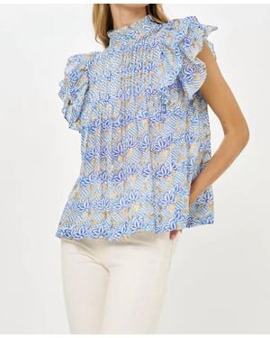 Oliphant Pintuck Ruffle Top - Blue