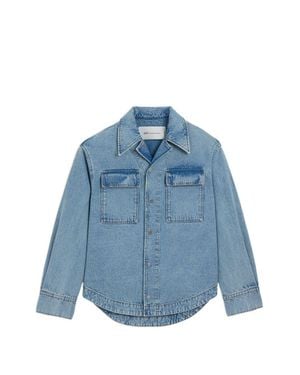 Ami Paris Denim Shirt With Classic Collar - Blue