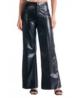 Elan Faux Leather High Waist Pants - Blue