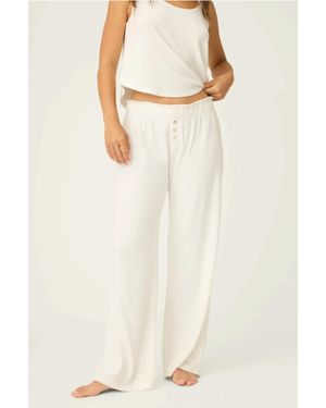 Pj Salvage Pointelle Essentials Open Leg Pants - Natural