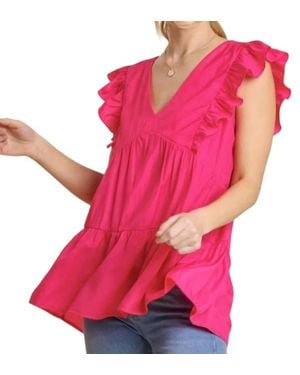 Umgee Tiered Ruffle Babydoll Top - Pink