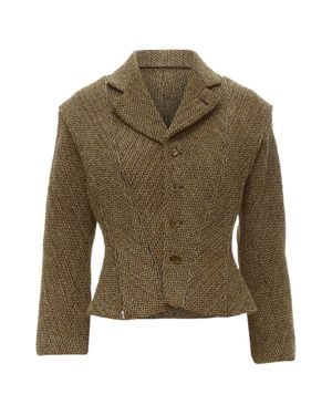 Junya Watanabe Tweed Herringbone Transformable Jacket - Green