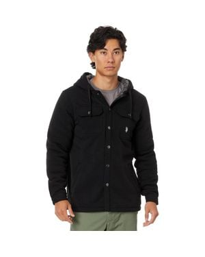 U.S. POLO ASSN. U. S. Polo Assn. Uspa Shirt Jacket Fleece Button Front Gbo2915 - Black