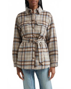 Veronica Beard Mikaela Plaid Shacket - Gray
