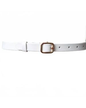 Leto Skinny Leather Belt - White