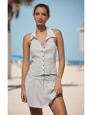 Celandine Gingham Dickie Mini Skirt - Blue