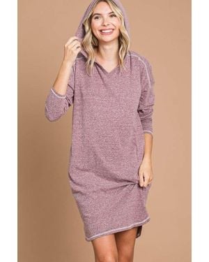 TRUEDAMES Culture Code Full Size Hooded Long Sleeve Sweater Dress - Purple