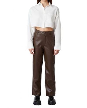Nia Vegan Leather Trouser - Brown