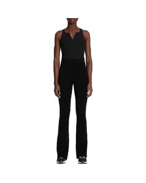 7 For All Mankind Split Hem Ribbed Knit Bootcut Pants - Black