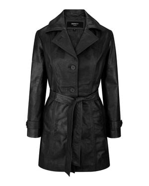 TruClothing Real Leather Mid Length Blazer - Black