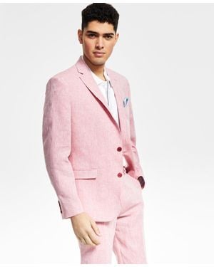 BarIII Slim Fit Linen Suit Jacket - Pink