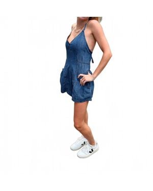 Miou Muse Denim Romper - Blue