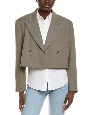 Kenneth Cole Houndstooth Cropped Blazer - Gray